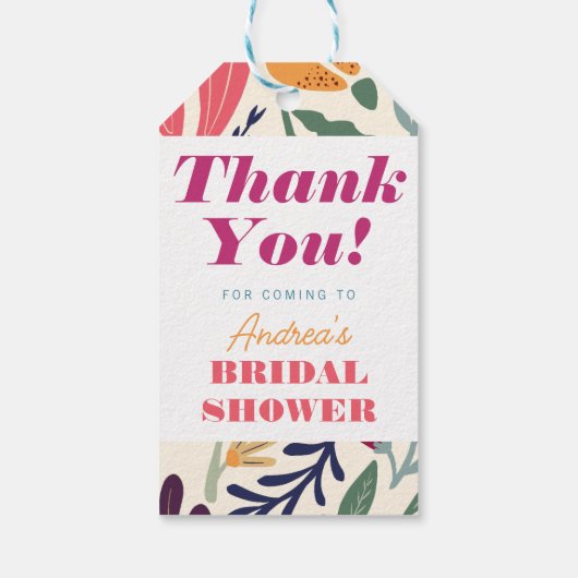 Helderkleurig, mismatch Floral Vrijgezellenfeest Cadeaulabel (Achterkant)