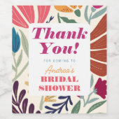 Helderkleurig, mismatch Floral Vrijgezellenfeest Wijn Etiket (Enkel label)