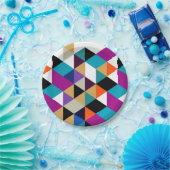Helderkleurig modern Abstract geometrisch patroon Papieren Bordje (Feest)