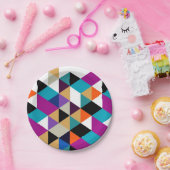 Helderkleurig modern Abstract geometrisch patroon Papieren Bordje (Feest)