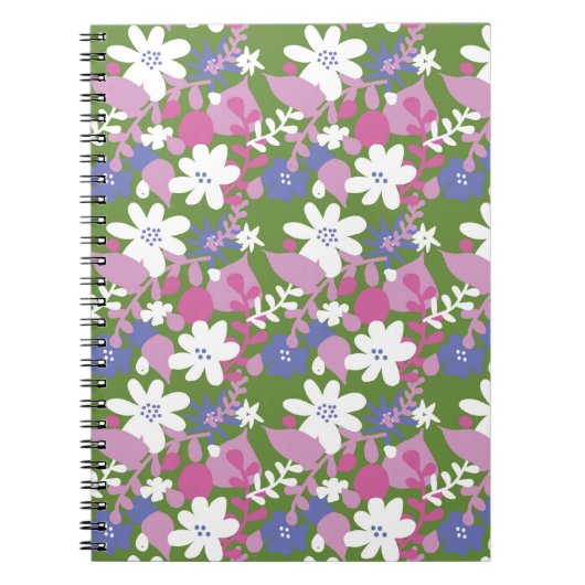 Helderkleurig Notitieboek van Floral Pink en White (Voorkant)