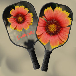 Helderkleurig Oranje Gaillardia Sunflower Floral Pickleball Paddle