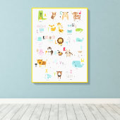 Helderkleurig Oranje geel dierlijk alfabet Canvas Afdruk (Insitu (Houten vloer))