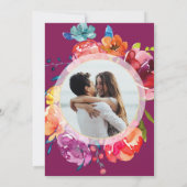 Helderkleurig paars floreel Verloving Kaart (Achterkant)