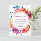 Helderkleurig paars floreel Verloving Kaart (Staand voorkant)