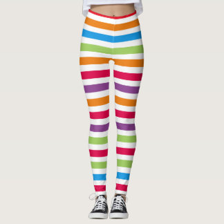 Helderkleurig patroon met gestreept patroon leggings