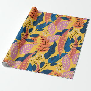 Helderkleurig patroon met tropische bladeren, berr cadeaupapier