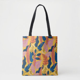 Helderkleurig patroon met tropische bladeren, berr tote bag