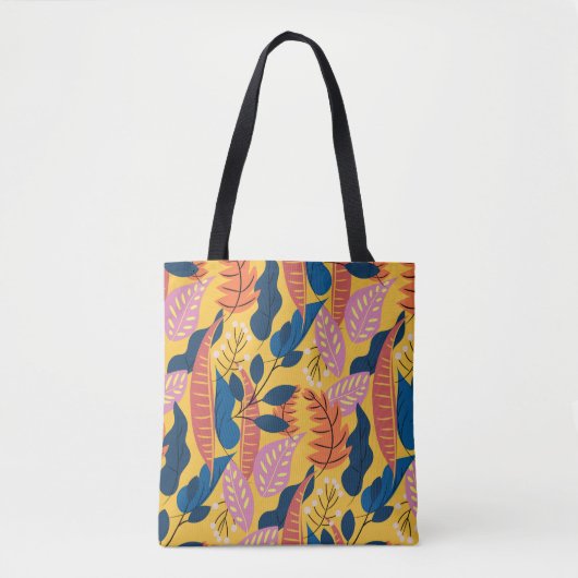 Helderkleurig patroon met tropische bladeren, berr tote bag (Voorkant)