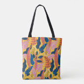Helderkleurig patroon met tropische bladeren, berr tote bag (Achterkant)