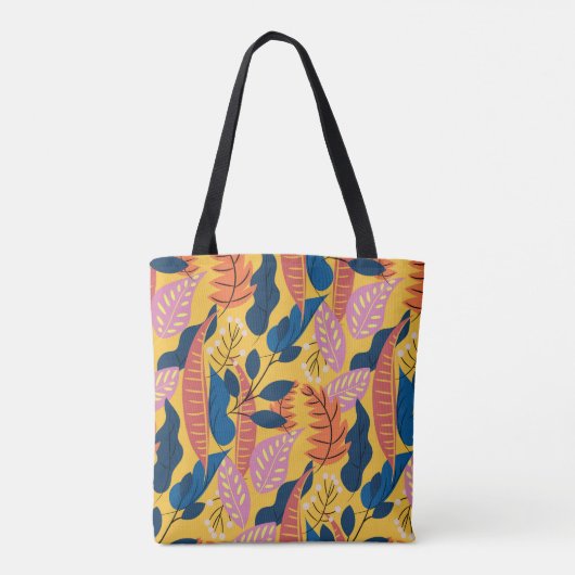 Helderkleurig patroon met tropische bladeren, berr tote bag (Achterkant)