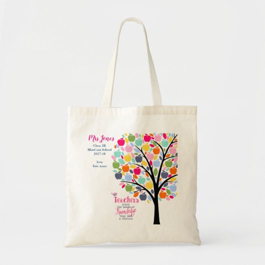 Helderkleurig plant van de zaaddocent citaat tote bag (Voorkant)