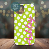 Helderkleurig pokadopatroon met naam - groen roze Case-Mate iPhone case