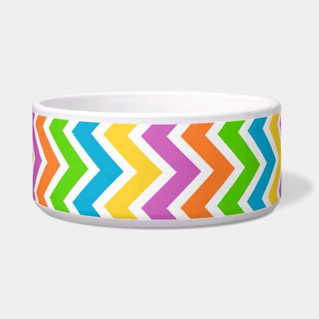 Helderkleurig Rainbow Chevron Pattern Voerbakje (Voorkant)