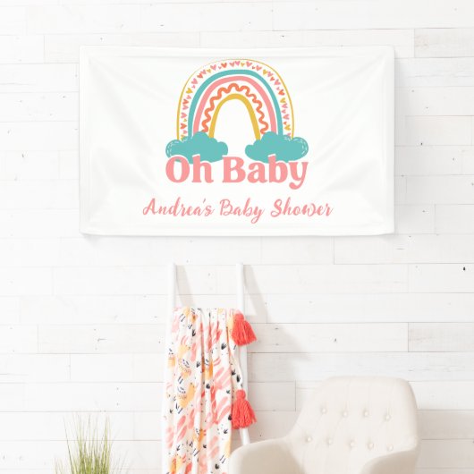 Helderkleurig regenboogBaby shower Spandoek (Insitu)