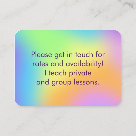 Helderkleurig regenbooggradiënt Visitekaartje (Achterkant)