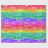 Helderkleurig regenbooglitter Gold Agate Cadeaupapier (Vlak)