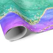 Helderkleurig regenbooglitter Gold Agate Cadeaupapier (Rol Hoek)