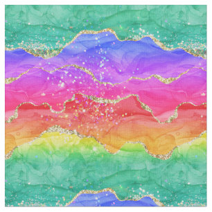 Helderkleurig regenbooglitter Gold Agate Stof