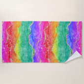 Helderkleurig regenbooglitter Gold Agate Strandlaken (Voorkant)