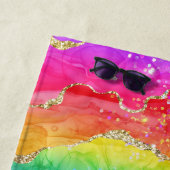 Helderkleurig regenbooglitter Gold Agate Strandlaken (In situ)