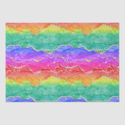 Helderkleurig regenbooglitter Gold Agate Tissuepapier (Voorkant)