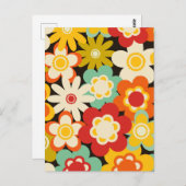 Helderkleurig Retro Cute Floral Pattern Briefkaart (Voorkant / Achterkant)
