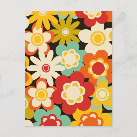 Helderkleurig Retro Cute Floral Pattern Briefkaart (Voorkant)