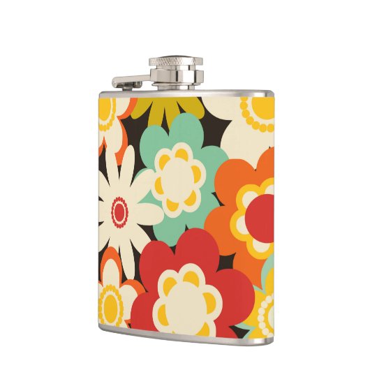 Helderkleurig Retro Cute Floral Pattern Heupfles (Links)