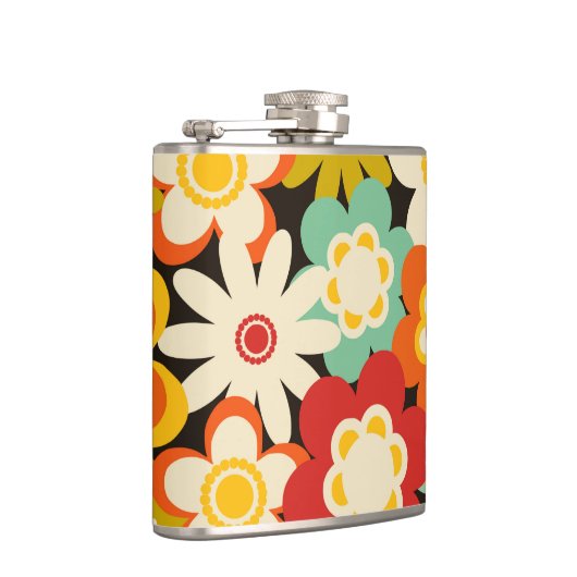 Helderkleurig Retro Cute Floral Pattern Heupfles (Rechts)