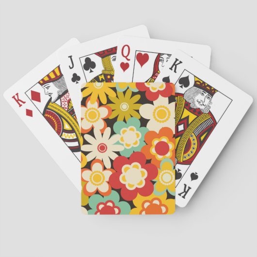 Helderkleurig Retro Cute Floral Pattern Pokerkaarten (Achterkant)