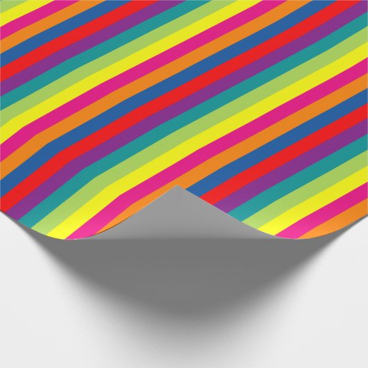 Helderkleurig stripe patroon Chrismas Holiday Cadeaupapier (Hoek)