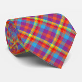 Helderkleurig Tartan Trendy Modern Patroon Stropdas (Opgerold)