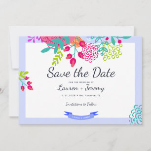 Helderkleurig vette Floral Sketch Bouquet Save The Date