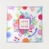 Helderkleurig vette Floral Sketch Bouquet Wandkleed (Voorkant)