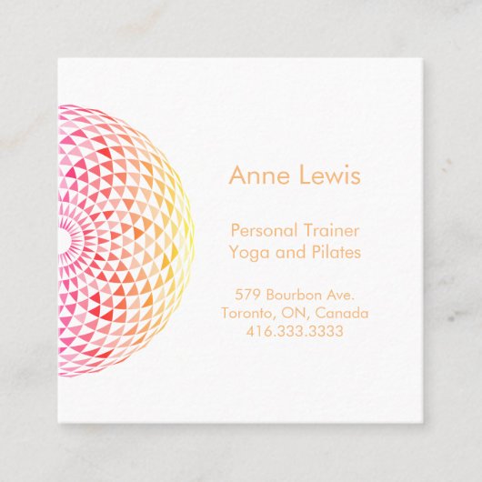 Helderkleurig vierkant Mandala Visitekaartje (Voorkant)