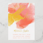 Helderkleurig waskoraal geel Afstudeerder partij g Folie Uitnodiging (Voorkant)