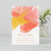 Helderkleurig waskoraal geel Afstudeerder partij g Folie Uitnodiging (Staand Voorkant)