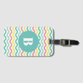 Helderkleurig Wavy Pattern Monogramed Bagagelabel (Voorkant (horizontaal))