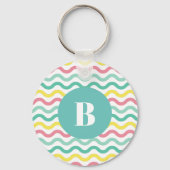 Helderkleurig Wavy Pattern Monogramed Sleutelhanger (Voorkant)