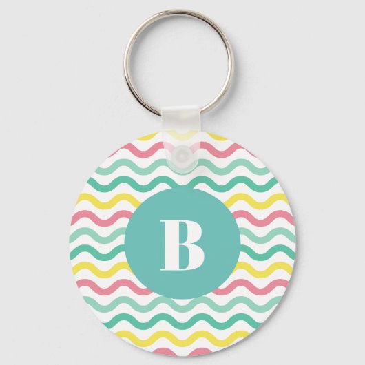 Helderkleurig Wavy Pattern Monogramed Sleutelhanger (Voorkant)
