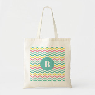 Helderkleurig Wavy Pattern Monogramed Tote Bag