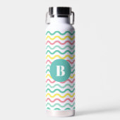 Helderkleurig Wavy Pattern Monogramed Waterfles (Voorkant)