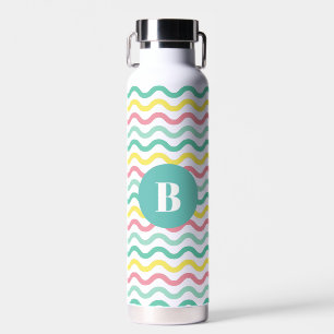 Helderkleurig Wavy Pattern Monogramed Waterfles