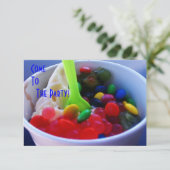 Helderkleurig yoghurt en fixen Snoep Kaart (Staand voorkant)