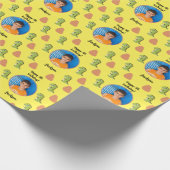 Helderkleurige aangepaste fototekst dinosaur eiere cadeaupapier (Hoek)