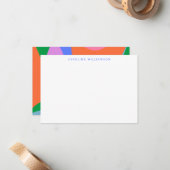Helderkleurige Abstracte Art, aangepaste naam Notitiekaartje (Voorkant / Achterkant in situ)