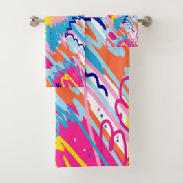 Helderkleurige Abstracte kunst Bad Handdoek