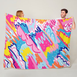Helderkleurige Abstracte kunst Fleece Deken