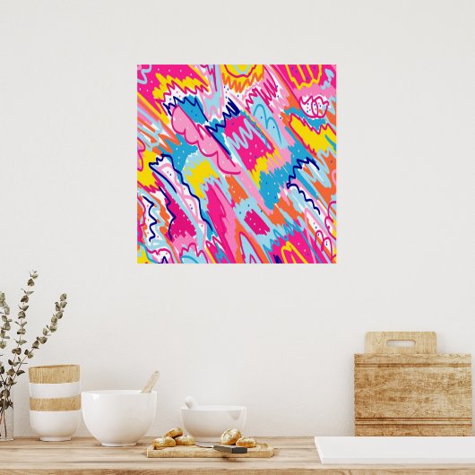 Helderkleurige Abstracte kunst Poster (Keuken)